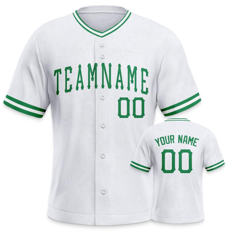 Custom White Green-White Authentic Baseball Jersey-1