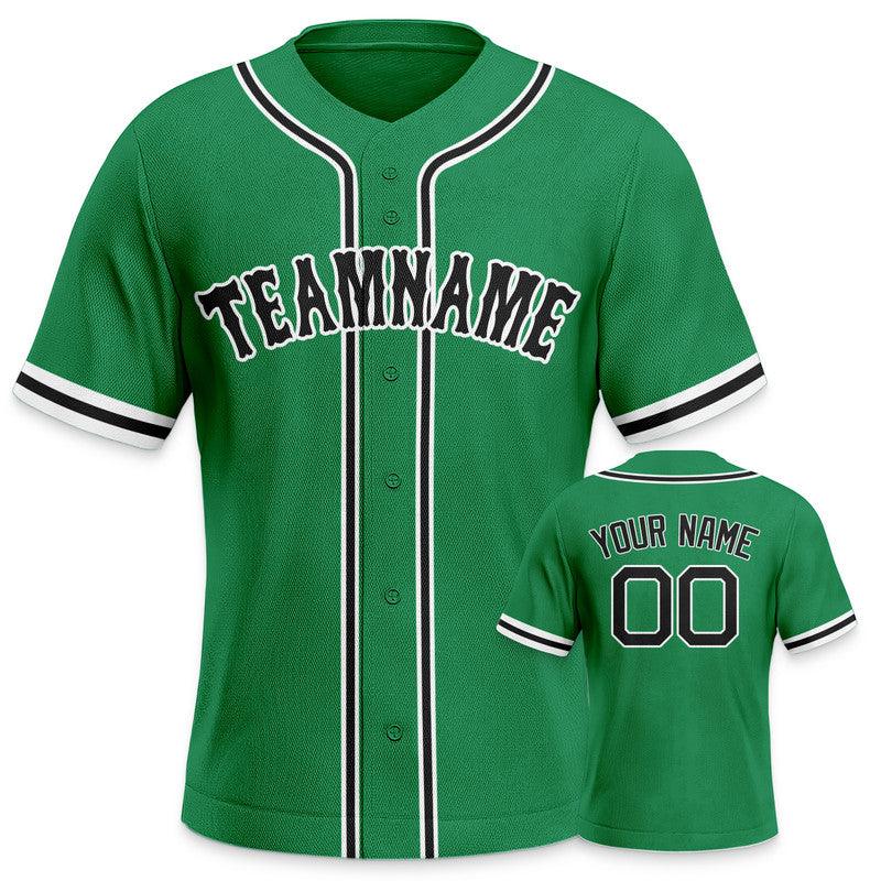 Custom Green Black-White Authentic Baseball Jersey-2