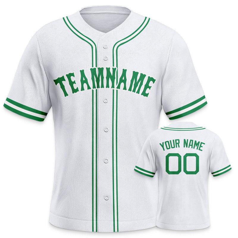 Custom White Green-White Authentic Baseball Jersey-2