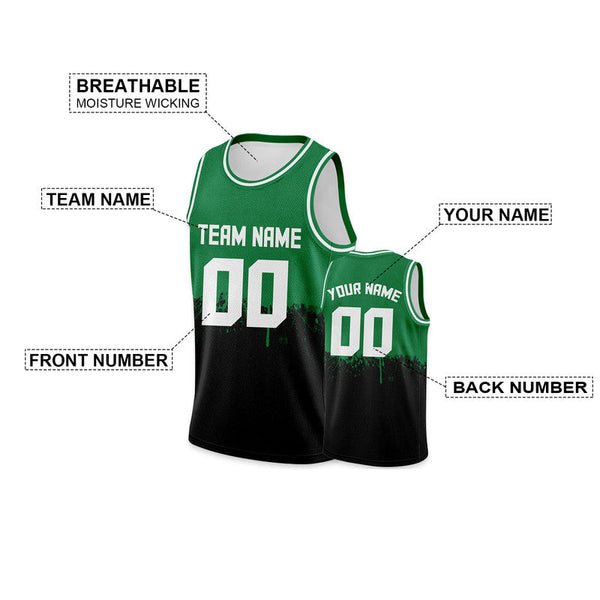 Custom Green Black-White Authentic Spilt Fashion Basketball Jersey