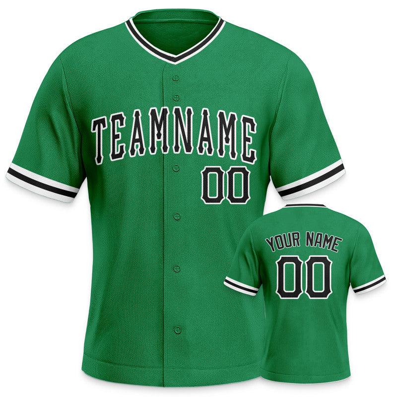 Custom Green Black-White Authentic Baseball Jersey-1