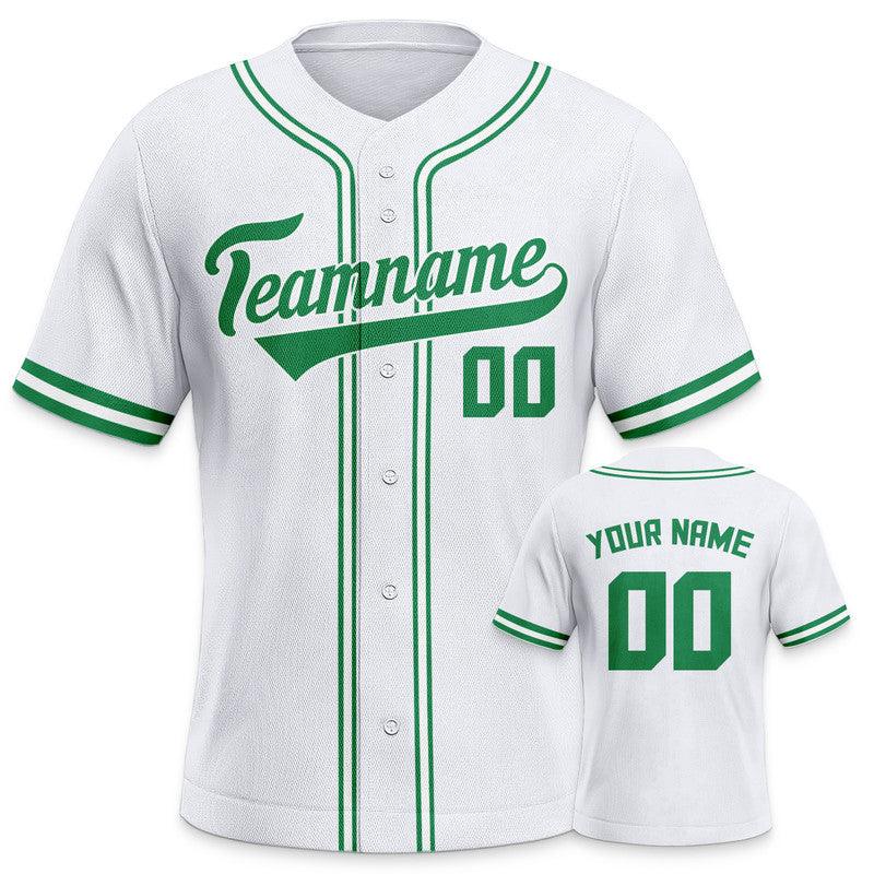 Custom White Green-White Authentic Baseball Jersey