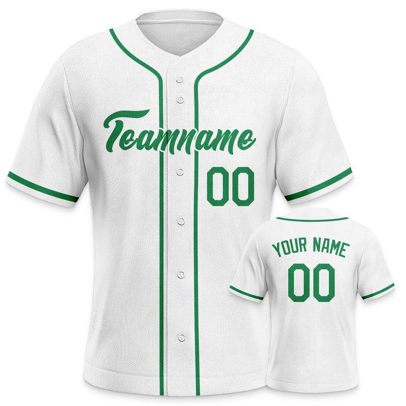 Custom White Green-White Authentic Baseball Jersey-3