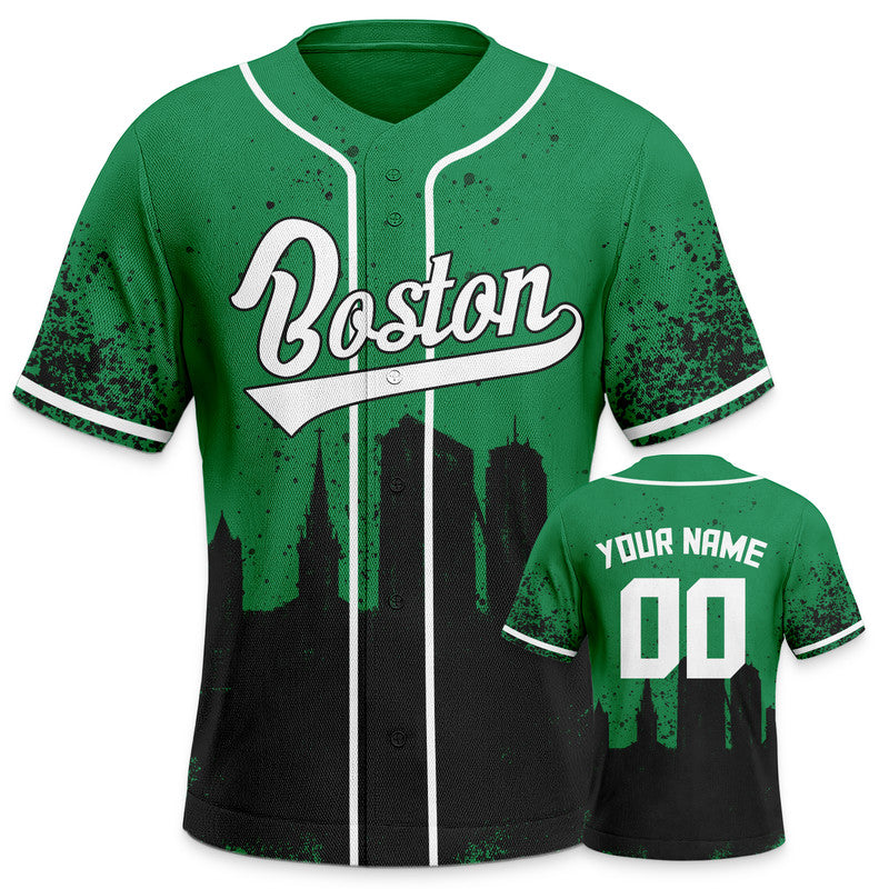 Custom 3D Graffiti Green Black-White Authentic Baseball Silhouette Jersey