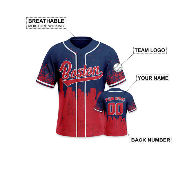 Custom 3D Graffiti Navy Red-White Authentic Baseball Silhouette Jersey