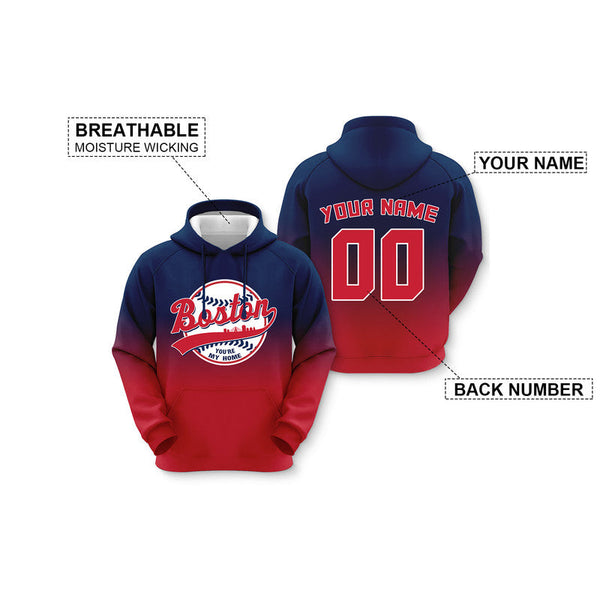 Custom Sports Pullover Sweatshirt Baseball City Boston   You're My Home Split Fashion Hoodie