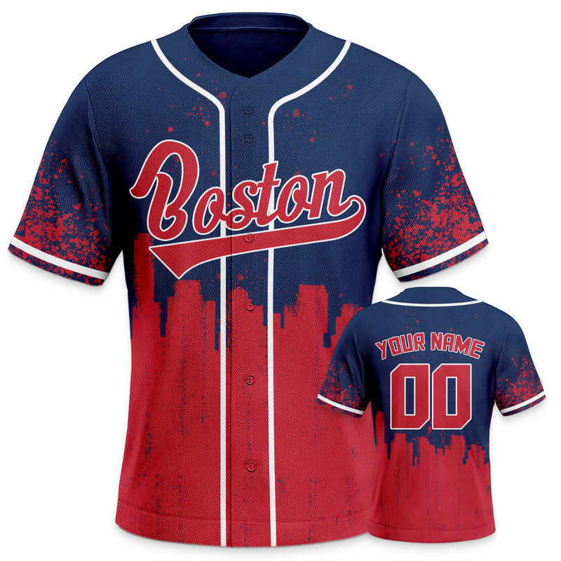 Custom 3D Graffiti Navy Red-White Authentic Baseball Silhouette Jersey