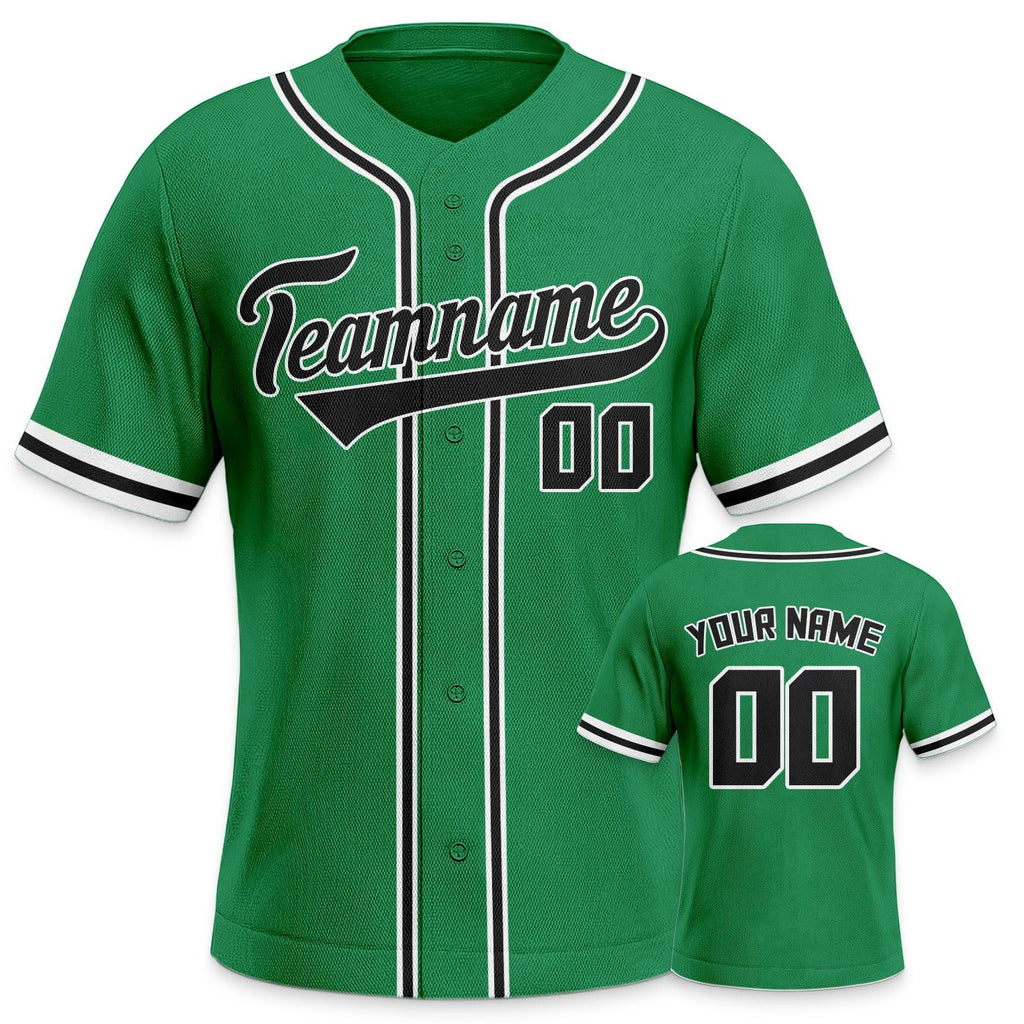 Custom Green Black-White Authentic Classic Baseball Jersey