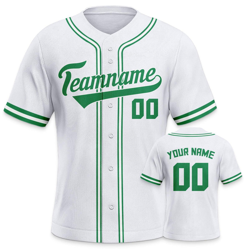 Custom White Green-White Authentic Classic Baseball Jersey