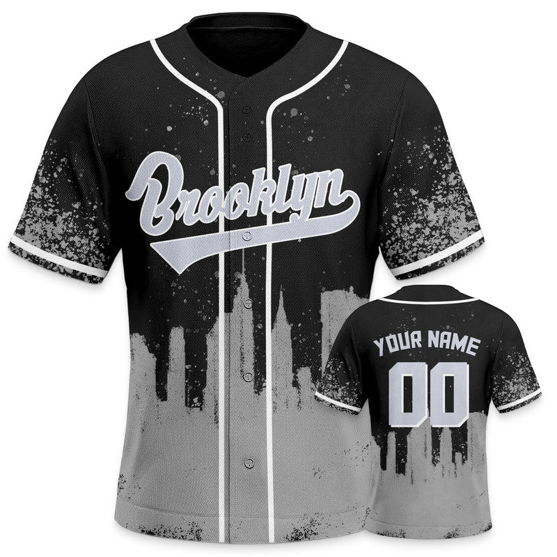 Custom 3D Graffiti Black Gray-White Authentic Baseball Silhouette Jersey