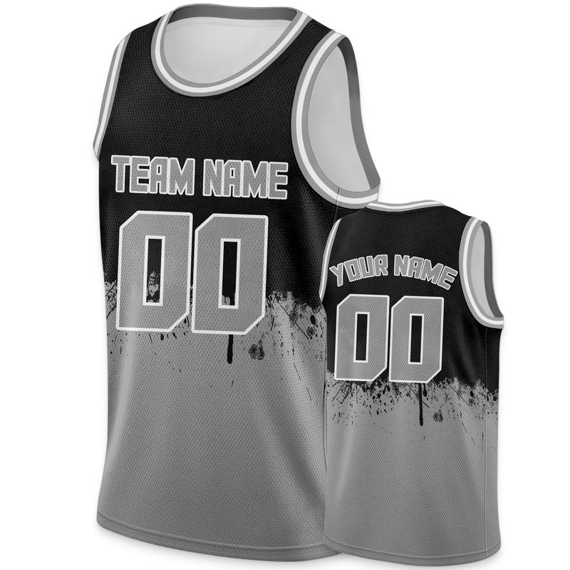 Custom Black Gray-White Authentic Spilt Fashion Basketball Jersey1