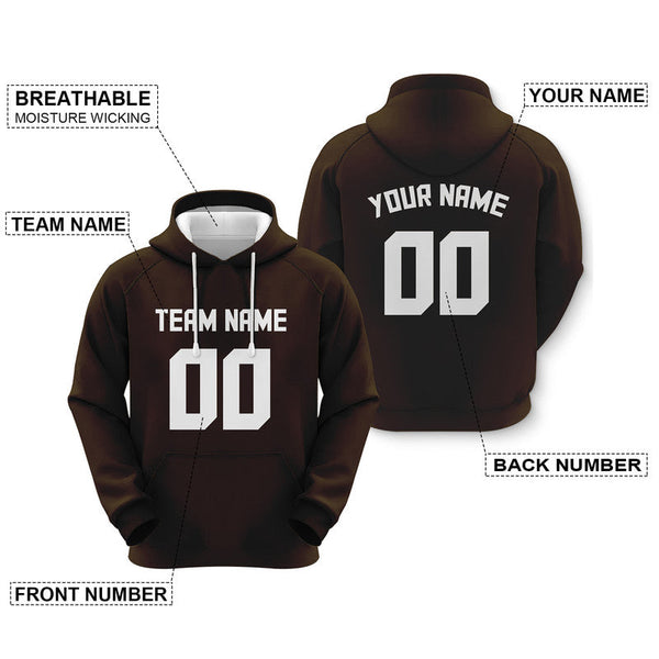 Custom Brown White Sports Pullover  Sweatshirt Football Hoodie