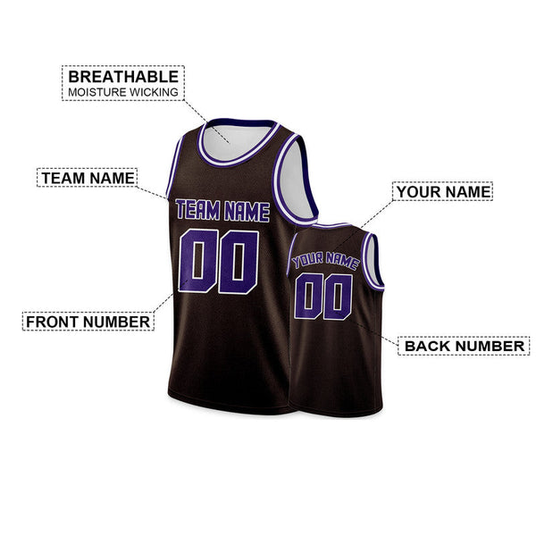 Custom Brown Purple Round Neck Rib-Knit Basketball Jersey