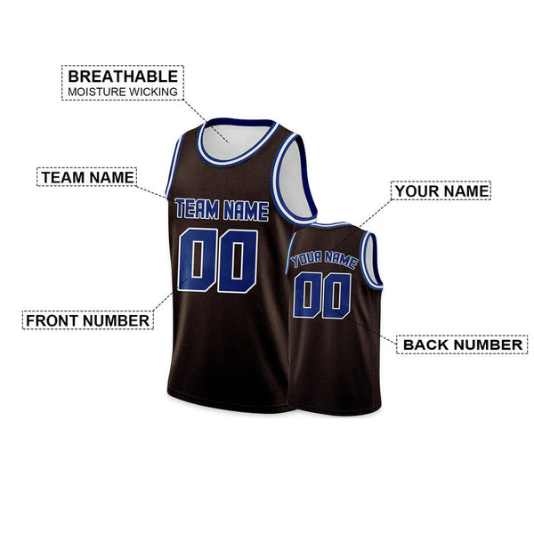 Custom Brown Royal Round Neck Rib-Knit Basketball Jersey