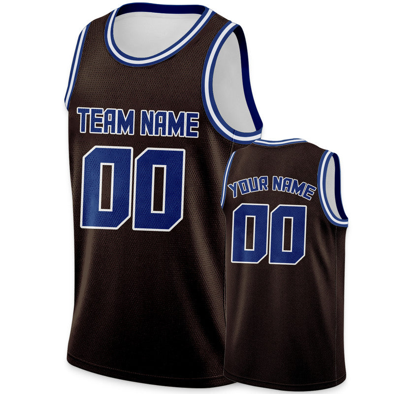 Custom Brown Royal Round Neck Rib-Knit Basketball Jersey