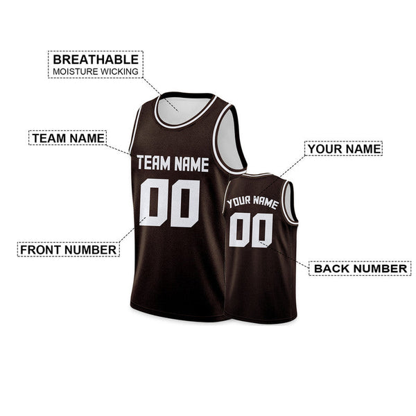 Custom Brown White Round Neck Rib-Knit Basketball Jersey