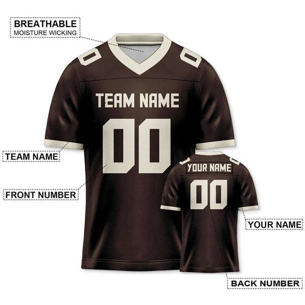 Custom Brown Cream Mesh Authentic Football Jersey