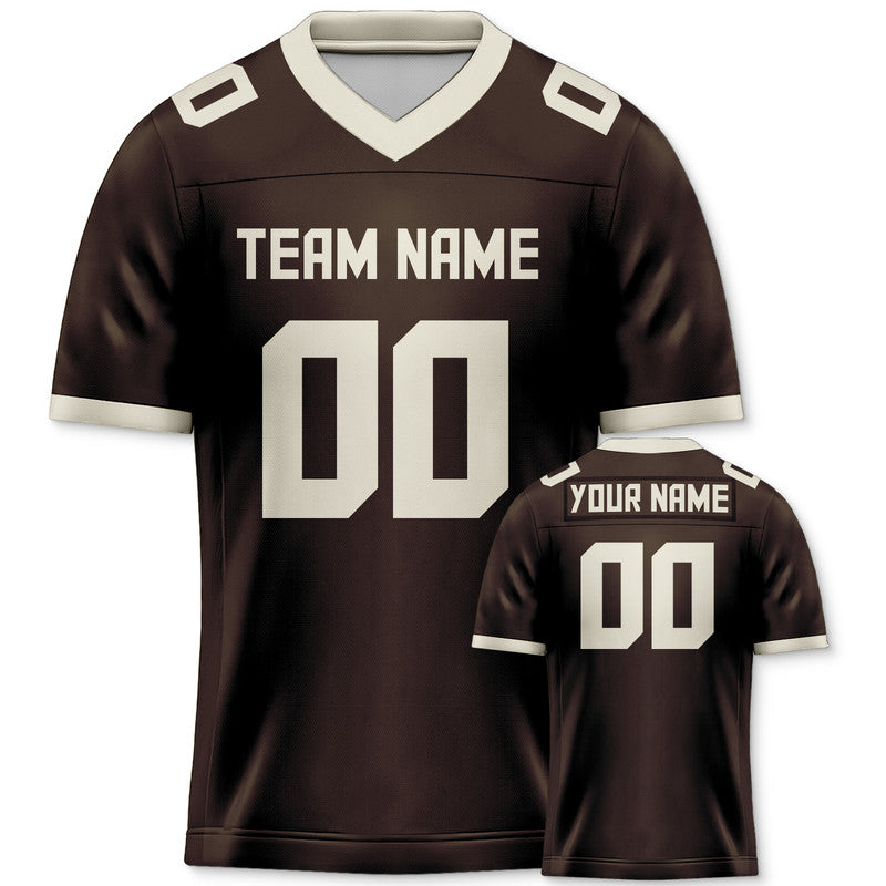 Custom Brown Cream Mesh Authentic Football Jersey