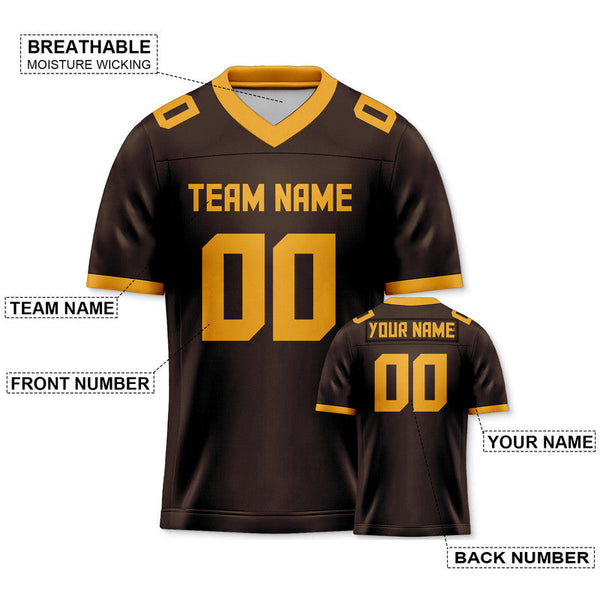 Custom Brown Gold Mesh Authentic Football Jersey