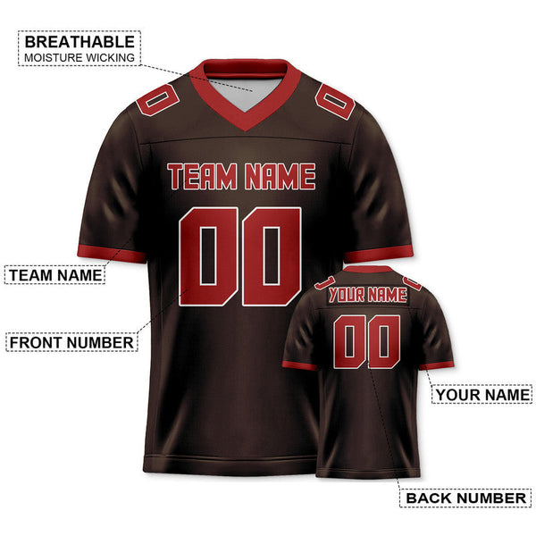 Custom Brown Red Mesh Authentic Football Jersey