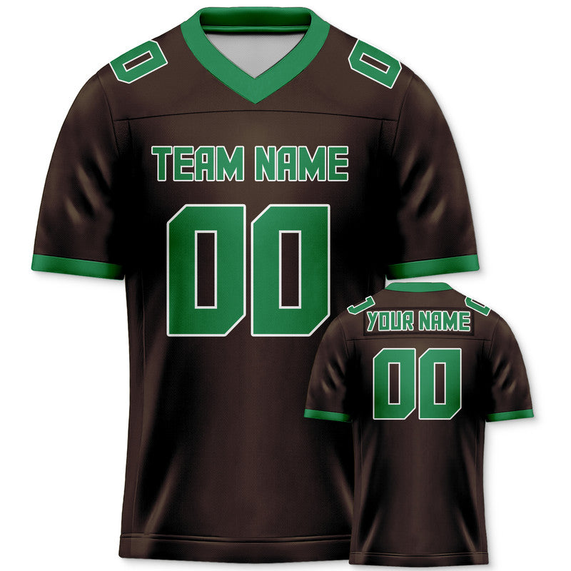 Custom Brown Green Mesh Authentic Football Jersey