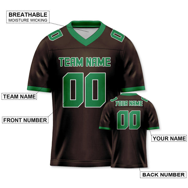 Custom Brown Green Mesh Authentic Football Jersey