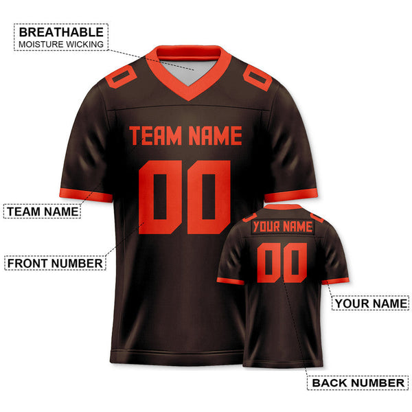 Custom Brown Orange Mesh Authentic Football Jersey