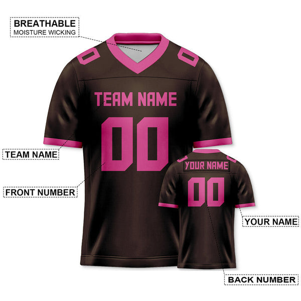 Custom Brown Pink Mesh Authentic Football Jersey