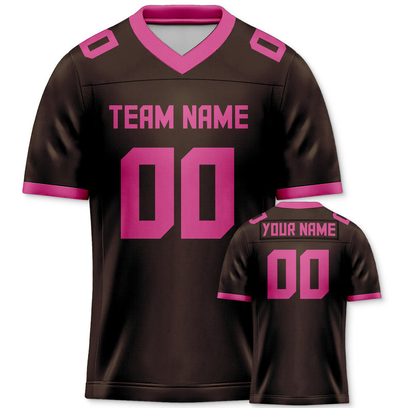 Custom Brown Pink Mesh Authentic Football Jersey