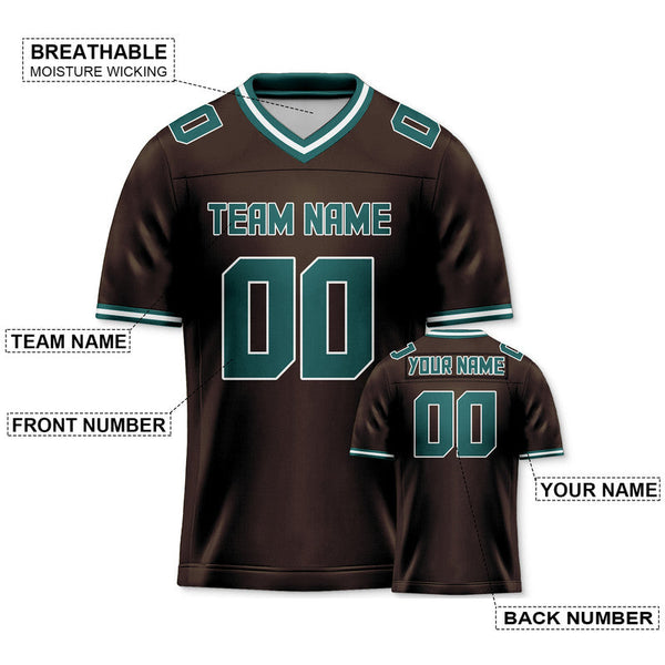 Custom Brown Kelly Green Mesh Authentic Football Jersey