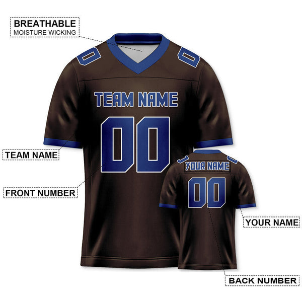 Custom Brown Royal Mesh Authentic Football Jersey