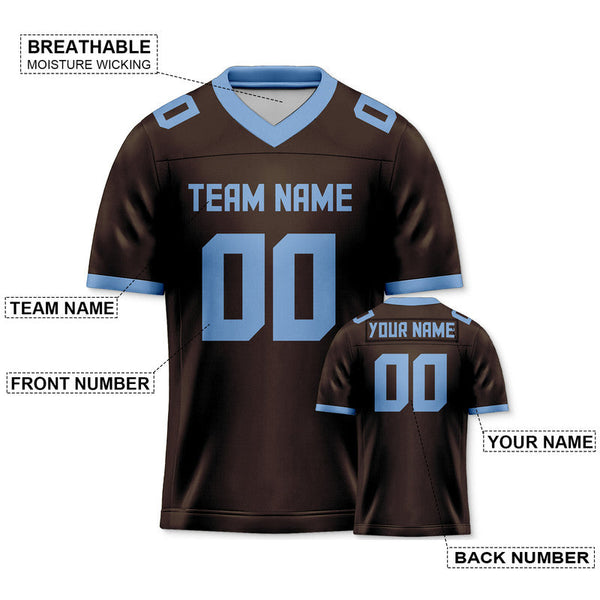 Custom Brown Powder Blue Mesh Authentic Football Jersey