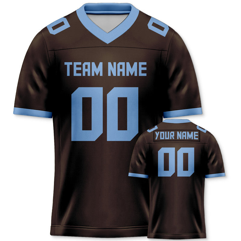 Custom Brown Powder Blue Mesh Authentic Football Jersey