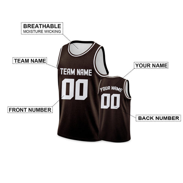 Custom Brown White Authentic Basketball Jersey