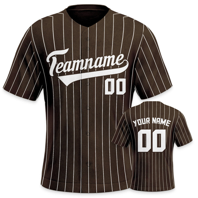 Custom Brown Gray Pinstripe White Gray Authentic Baseball Jersey