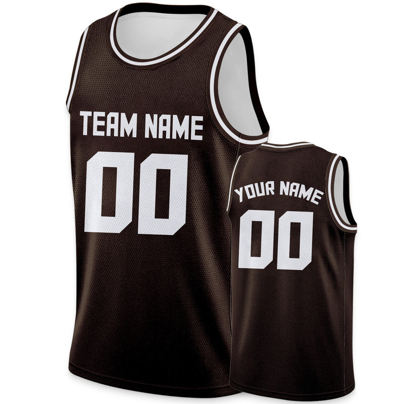 Custom Brown White Authentic Basketball Jersey