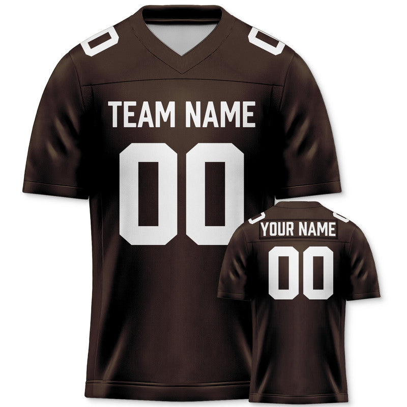 Custom Brown White Authentic Football Jersey