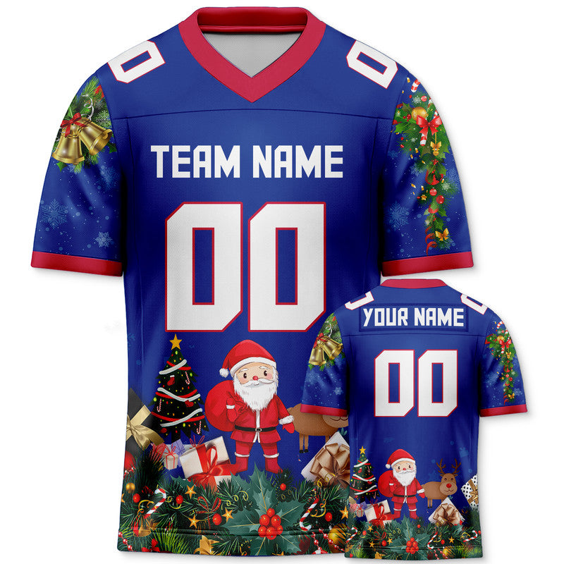 CHRISTMAS DAY CUSTOM ROYAL WHITE-RED SANTA CLAUS AUTHENTIC FOOTBALL JERSEY1