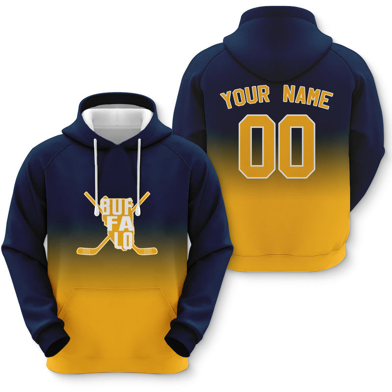 Custom Sports Pullover Sweatshirt Hockey Split Map Buffalo Fashion Hoodie