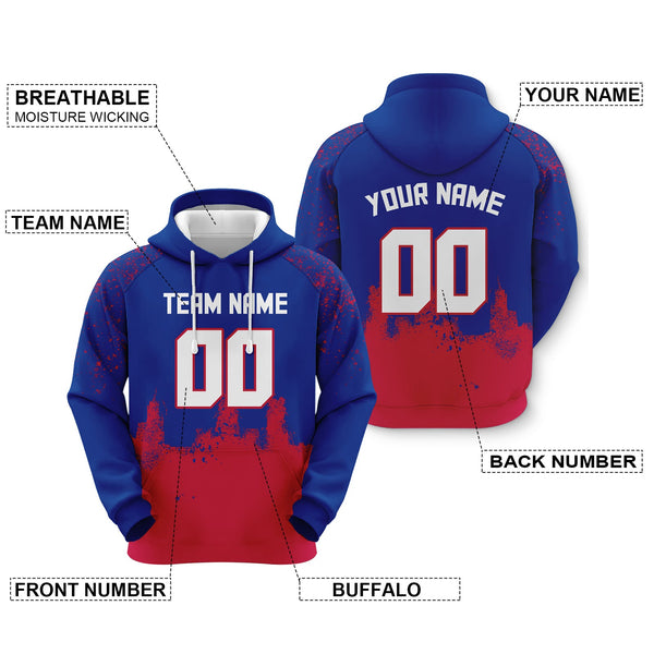 Custom Sports Pullover Sweatshirt  Graffiti City Buffalo Fashion Football Hoodie1