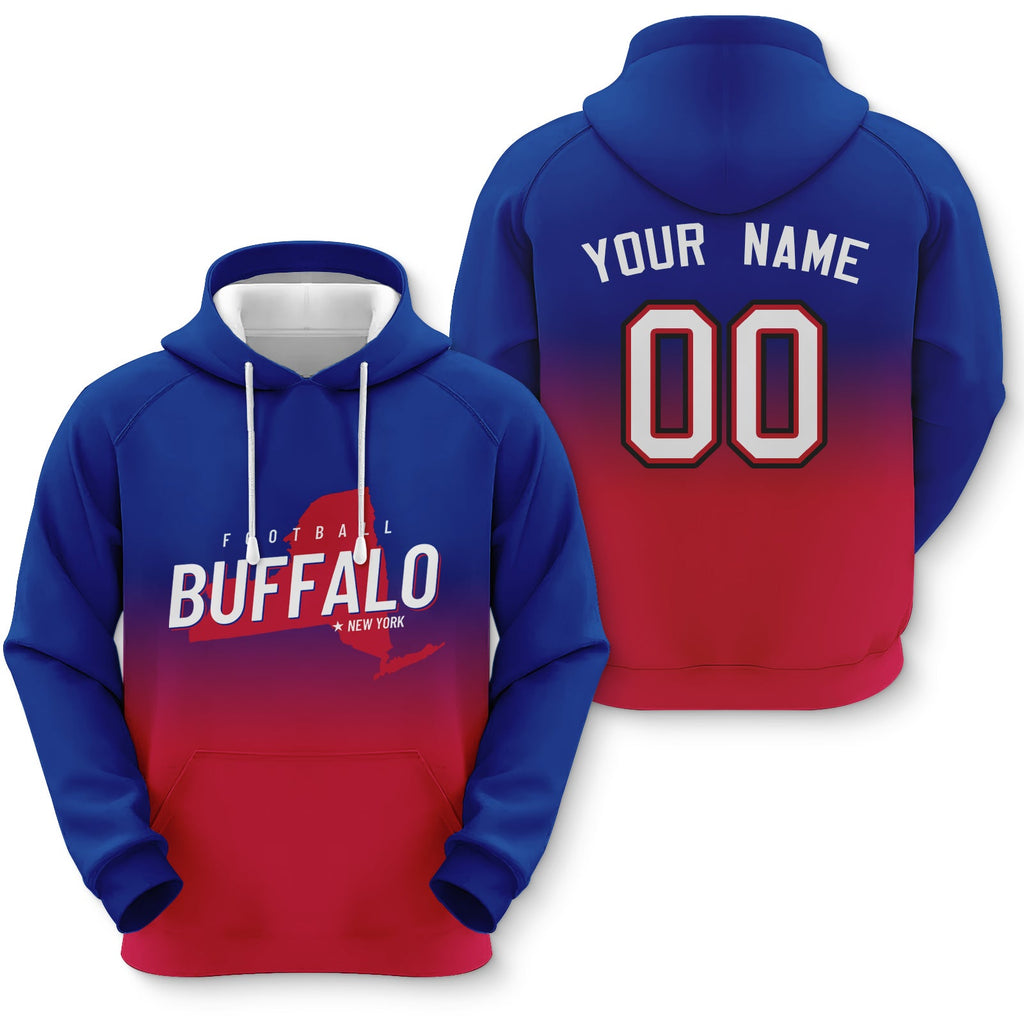 Custom Sports Pullover Sweatshirt City Buffalo Map Split Fashion Football Hoodie