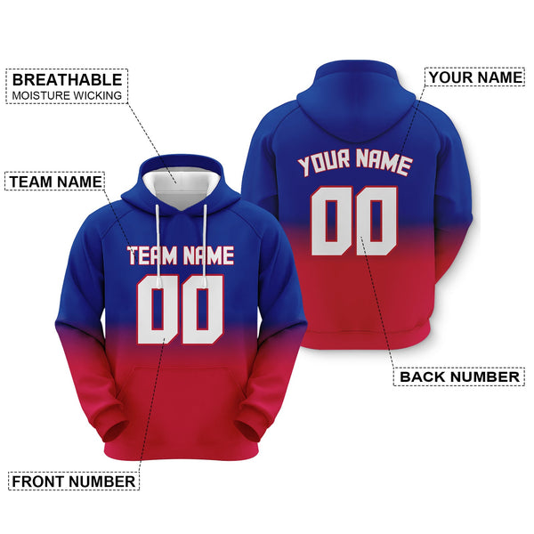 Custom Royal White-Red Sports Pullover Sweatshirt Split Fashion Football Hoodie