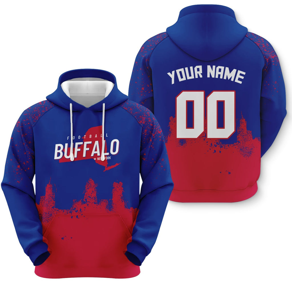 Custom Sports Pullover Sweatshirt  Football Graffiti City Map Buffalo Fashion Hoodie1