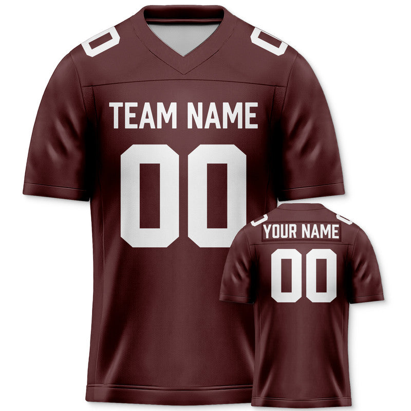 Custom Burgundy White Mesh Authentic Football Jersey1