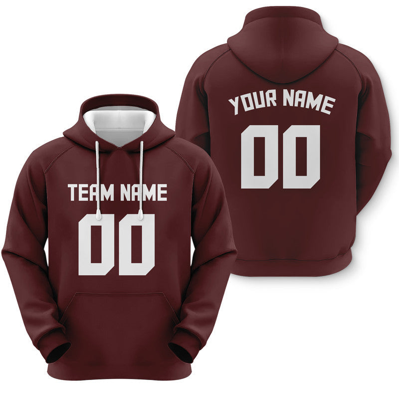 Custom Burgundy White Sports Pullover  Sweatshirt Football Hoodie