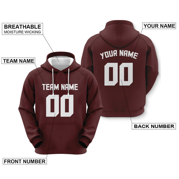 Custom Burgundy White Sports Pullover  Sweatshirt Football Hoodie