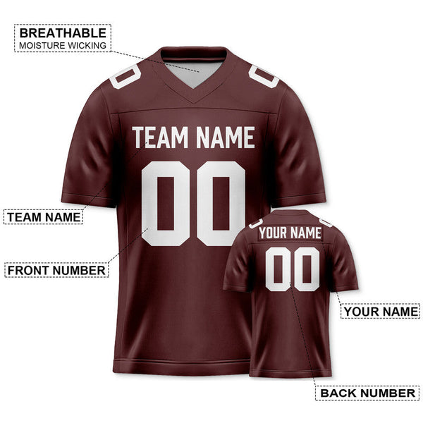 Custom Burgundy White Mesh Authentic Football Jersey1