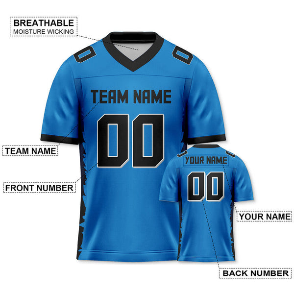 Custom Powder Blue Black Concept Version Authentic Football Jersey