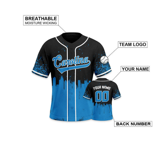 Custom 3D Graffiti Black Powder Blue-White Authentic Baseball Silhouette Jersey