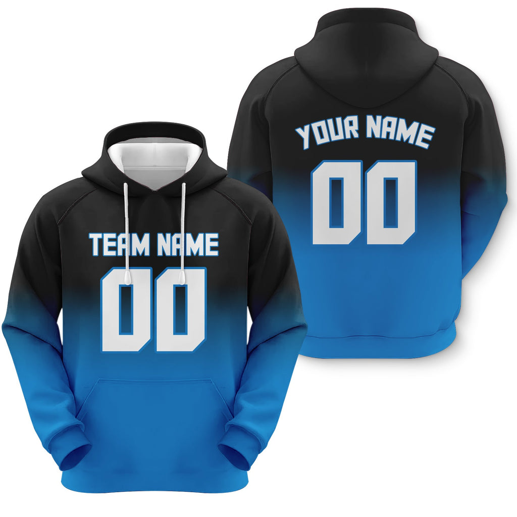 Custom Black White-Powder Blue Sports Pullover Sweatshirt Split Fashion Football Hoodie